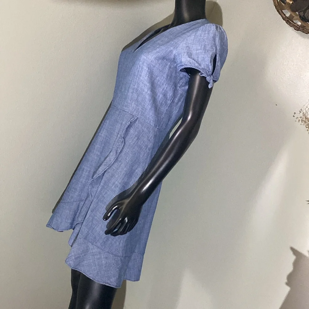 J. Crew Blue Flutter Sleeve V-Neck Sundress